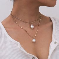 Wholesale Pearl Beaded Pendant Choker Necklace Women Collares Wedding Kpop Punk Multi Layer Snake Chain Charm Boho Jewelry