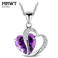 Wholesale Pendant Necklaces MNWT Women Girl Necklace Heart shaped Zircon Crystal Fine Trendy Romantic Small Gift Jewelry1