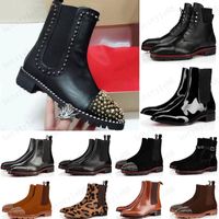 Wholesale hot style red bottoms sneaker men boot spikes suede leather red sole men shoes super perfect melon Motorcycle ankle boot for men