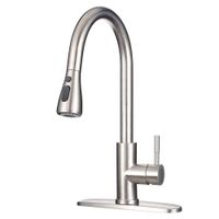 Wholesale Commercial Modern Stainless Steel Brushed Nickel Kitchen Faucet with Pull Down Sprayer High Arc Single Handle Sink Faucets with Deck Plate
