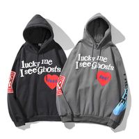 Wholesale Letter Graffiti Lucky to See Ghosts Print Me Harajuku Hoodie Nice Sweater Couple Outfit Streetwear
