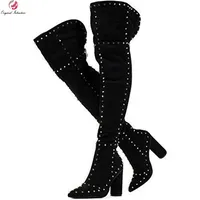 Wholesale Boots Sexy Thigh High Women Square Heel Over The Knee Long Female Winter Shoes Woman Leopard Suede Heels Plus Size