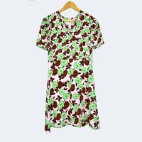 Wholesale 2018 French Antropique Print Floral Print Short Sleeves V Neck Silk Lady One Piece Dresses Women Dress MBL7814 Summer Fall