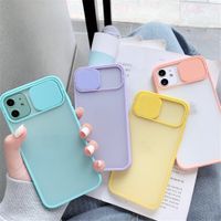 Wholesale Push Window Cell Phone Case For Apple iphone Pro Max Transparent Matte Skin Feel Frame Lens Clear for Female Pull Colors