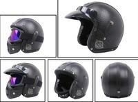 Wholesale High end Motorcycle Half Helmet Retro Helmets For Riding Protective Leather Wrapped With Face Shield
