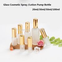 Wholesale Essence Oil Lotion Pump Bottle Cosmetic Containers Bottle Spray Frosted Glass Empty Vial ml ml ml ml ml Pcs1
