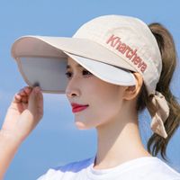 Wholesale Designer Sun Hats Summer Women Uv Protection Wide Brim Sunscreen Cap Headband Adjustable Ladies Femme Protect Wind Empty Exposed