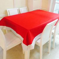 Wholesale Table Cloth Year Decorative Tablecloth Pure Color Red Long White Border Christmas Cover Festival Supplies x208cm