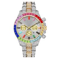 Wholesale jewelry Wristwatches luxury high quality designer Zhenwo new atmospheric three eye six needle color luminous micro full diamond leisure men s quartz watch