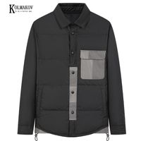 Wholesale Men s Down Parkas KOLMAKOV Korean style Turn down Collar Cotton padded Jackets Warm Patchwork Single breasted Coat Male Color Size M XL