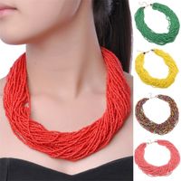 Wholesale Twist Creative Pure Colors Layers Chain Style Bib Pendant Necklace Plastic Handmade Beaded Necklaces Party Beads Jewelry Y200730