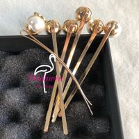 Wholesale party gift gold metal color clips for party fashion C marks pearl hairclips classic pearl cm length elegance hair pin with cards