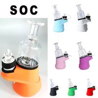 Wholesale SOC Dab Oil Rig Glass Water Bong Pipe inch Mini Bubbler Vape Wax Vaporizer Electronic Cigarettes Starter Kits Atomizer for Smoking Recycler