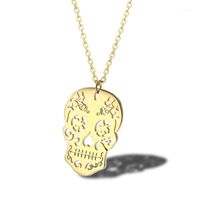 Wholesale Chains RIR Sugar Skull Necklace Mexican Day Of The Dead Charm Halloween Minimalist Skeleton Pendant For Spooky Necklaces Jewelry1