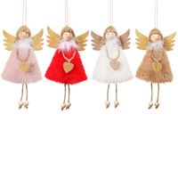 Wholesale 1Pcs Christmas Decorations Pendants Christmas Cute Love Plush Feather Angel Christmas Tree Creative Pendant Plush toys