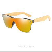 Wholesale DDA69 UV400 Eco Friendly Natural Wooden Sports New Arrival Trendy One Piece Color Film Bamboo Sunglass
