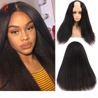 Wholesale Yaki Straight Wig X4 U Part Wigs Human Hair Wigs for Black Women Ombre Blonde Middle Part U Opening Shaped Pre Plucked