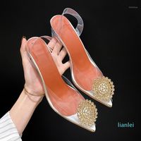 Wholesale Sandals Slip On Rubber Female Sandalen Flats Fashion Crystal Shoes Women Summer Pointed Toe PU Flat For Roman Beach