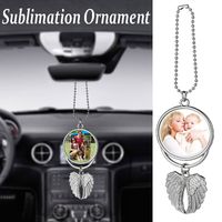 Wholesale Sublimation Blanks Car Pendant Angel Wing Rearview Mirror Decoration Hanging Charm Ornaments Automobiles Interior Cars Accessories