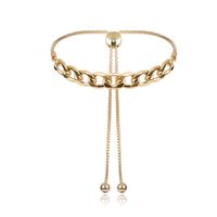 Wholesale Women Barefoot Jewelry K Real Gold Plating Cuban Chain Anklet Foot Bracelet Solid Gold Chunky Adjustable Chain Bracelet