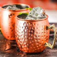 Wholesale Moscow Mule Copper Mugs Handcrafted Copper Mugs for Moscow Mule Cocktai Mule Mugs Drinking Hammered Copper Brass Home Bar mug KKA8313