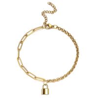 Wholesale Charm Bracelets Design Punk Stainless Steel Asymmetry Paper Clip Chain Padlock Bracelet For Women Men Lock Jewelry