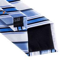 Wholesale 5665New Classic cm Wide Men s Blue White Striped Silk Ties Set Business Wedding Tie Pocket Square Cufflinks Gifts For Men DiBanGu