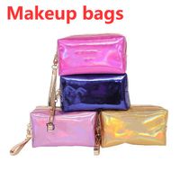Wholesale Makeup bags cosmetic bag letter Hologram Laser Cosmetic bag MakeUp bags Large capacity Storage waterproof wash tolitery bag HOT
