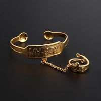Wholesale Trendy Baby Kids Gold Filled Plated Bangles Adjustable Hand Bracelets Lovely Jewelry With Ring