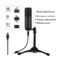 Wholesale Microphones USB Condenser Microphone Tripod Bracket Game Voice Live Recording Real time Monitoring Computer Mic Blowout Cover
