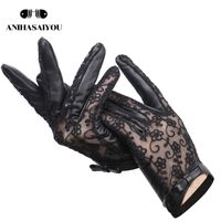 Wholesale Sexy Fashion women s leather gloves spring and autumn thin sheepskin black lace bow