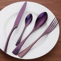 Wholesale Metal Cutlery Sets Stainless Steel Bright Color Plated Knife And Fork Spoon Dinnereware Kits Western Food Flatware Suit Table Decor ls E19