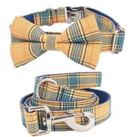 Wholesale classic plaid Dog collar bow tie matching lead for size to choose best wedding dog collar gifts for your pet Y200515