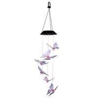 Wholesale Newest Design Solar Intelligent Light Control Design and Color Shell Butterfly Wind Chime Corridor Decoration Pendant Solar Panel Colorful