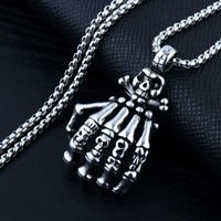 Wholesale Skeleton Skull Hand Pendant Necklace Punk Hip Hop Unisex Stainless Steel Chain Necklaces Fashion Party Jewelry Gift