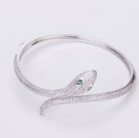 Wholesale European and American cross border e commerce new snake bracelet copper gilt set diamond snake head bracelet female personality fashion ring