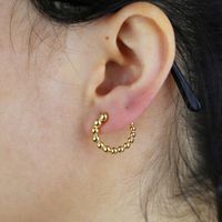 Wholesale Gold color High Polished Circle Beaded Shaped Earring For Girl Lover European Women Multi Piercing Stacking Hoop Huggie Earrings