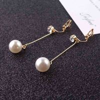 Wholesale Korea Style Fashion Cute Ear Wire Clip Rings Non Piercing Female Models Long Pearl No Hole Jewelry Women Rings