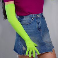 Wholesale Five Fingers Gloves Fashion Long Wool cm Knitting High Elasticity Women Avocado Green S00235