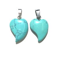 Wholesale Trendy Silver Plated Cute Heart Green Turquoise Pendant Malachite Stone Romantic Style Jewelry