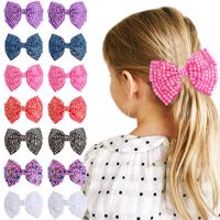 Wholesale Hair Accessory Baby Bow Hair Clip Drill Rhinestone Pearl Crystal Hairpin Grosgrain Barrettes Hairband Boutique For Party