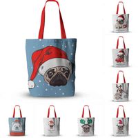 Wholesale Shopping Bags canva Christmas collection Digital printed convenience shopping bag Starling Dog canvas reusable hand TOTE O945