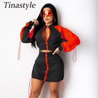 Wholesale Women s Tracksuits Tinastyle Long Sleeve Zipper Hoodies And Skirts Womens Set Piece High Waist Bodycon Mini Dress Two Casual Outfits