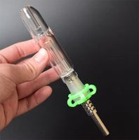 Wholesale Mini Nectar Collector Kit Glass Pipes with mm mm Titanium Tip Quartz Tip Nail Oil Rig Concentrate Dab Straw Glass Bong