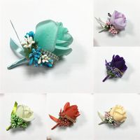 Wholesale Baby Pink Artificial Wedding Best Man Groom Boutonniere Bride Girl Doll Corsage Flower DIY Party Graduation Pin Brooch1