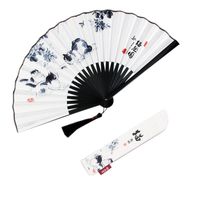 fan tassels 2022 - Party Favor Folding Hand Held Fan With Tassels Chinese Classical Ink Painting Retro Style For Wedding Dancing Church Gifts