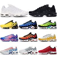 Wholesale 2021 sale men tn running shoes triple black white psychic blue bright spray paint frequency pack mens trainers sports sneakers