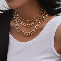 Wholesale couple chunky necklace silver golden big large fashion chain necklace gold plate design gold chain necklace