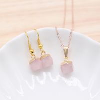 Wholesale Gold Plated Hand Cut Faceted Gemstone Jewelry Set Earrings and Necklace Point Pendulum Pendant Natural Polished Agate Drusy Rock Jewelrys for Women