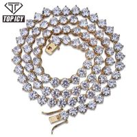 Wholesale Hip Hop Male m mm Claw Tennis Chain Necklace Jewelry Brass Gold Sier Color Plated Tennis Necklace